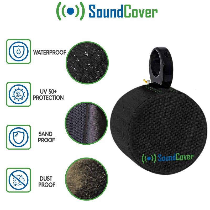 SoundCover أغطية مكبرات الصوت البحرية SoundCover Black 600D لبرج الاستيقاظ - كبيرة (ارتفاع 14" × عرض 14" × عمق 12.8") - أغطية مقاومة للعوامل الجوية لمكبرات الصوت البحرية و ATV - Image 4